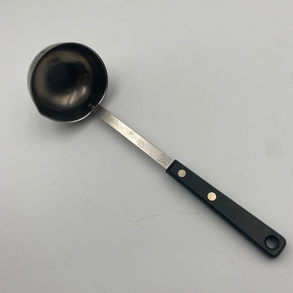 Ekco Forge Stainless Steel Soup Ladle Black Riveted Handle Pour‎ Spout USA Made